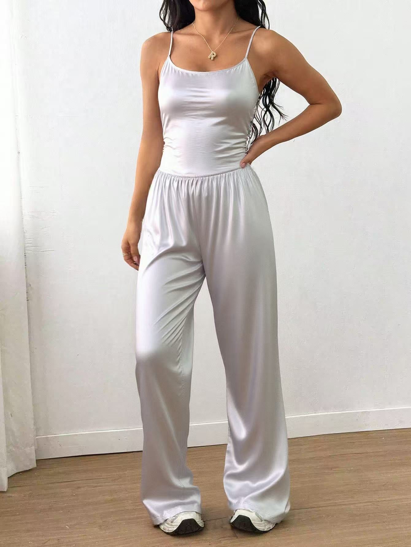 Women's Fashion Casual Sleeveless Halter Wide-Leg Jumpsuit