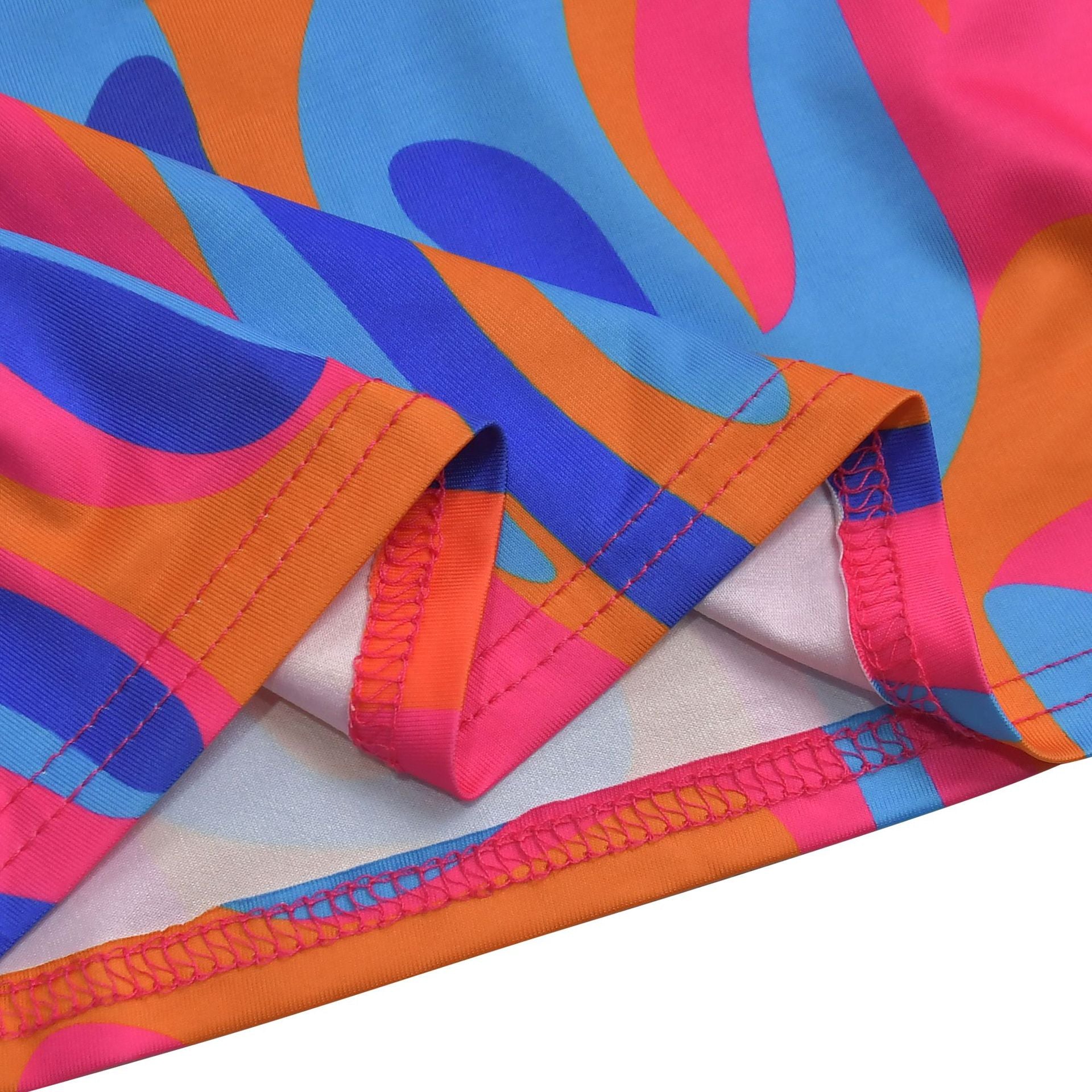 Women elegant ruffled shoulder strap printed dress 17