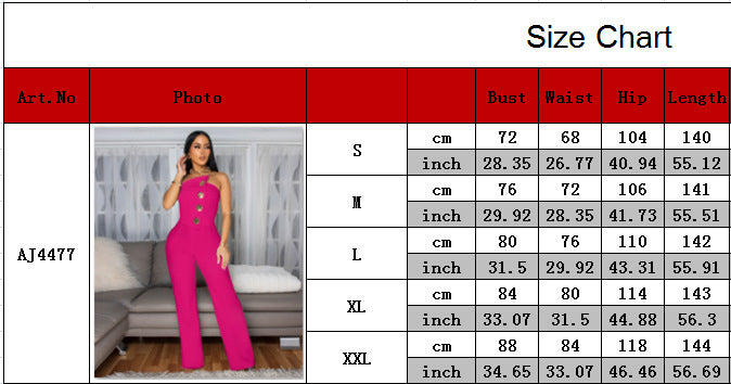 Women Strapless Button Sleeveless Sports Fitness Jumpsuit 13