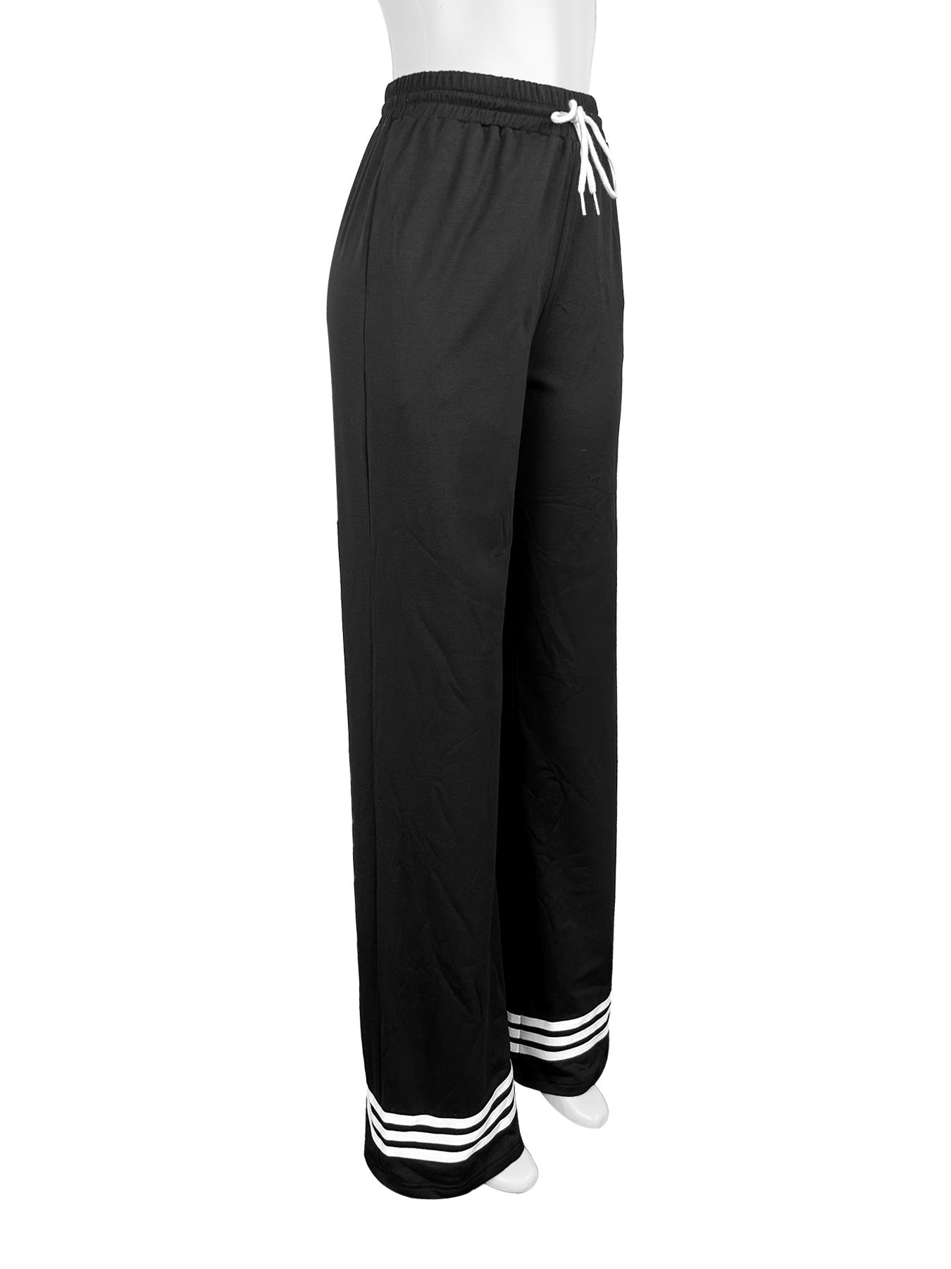 Casual Women's Loose Stripe Contrast Pocket Wide Leg Pants 12