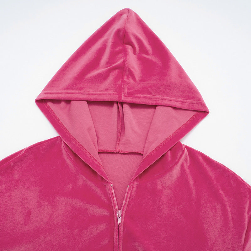 Women Sexy Hooded Long-Sleeved Crop Top and Skirt Two-Piece Casual Set 15