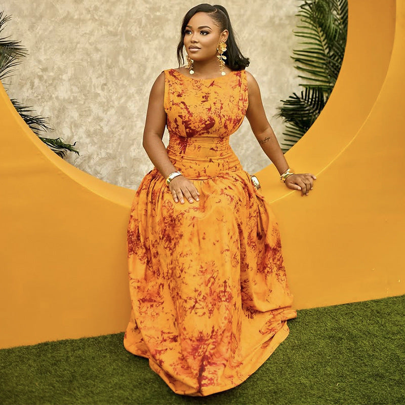 Women Summer Print Sleeveless Maxi Dress