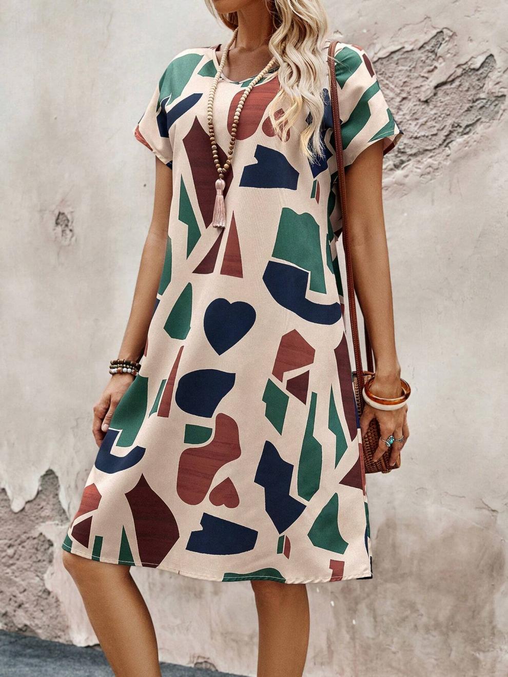 Women Printed Round Neck Dress
