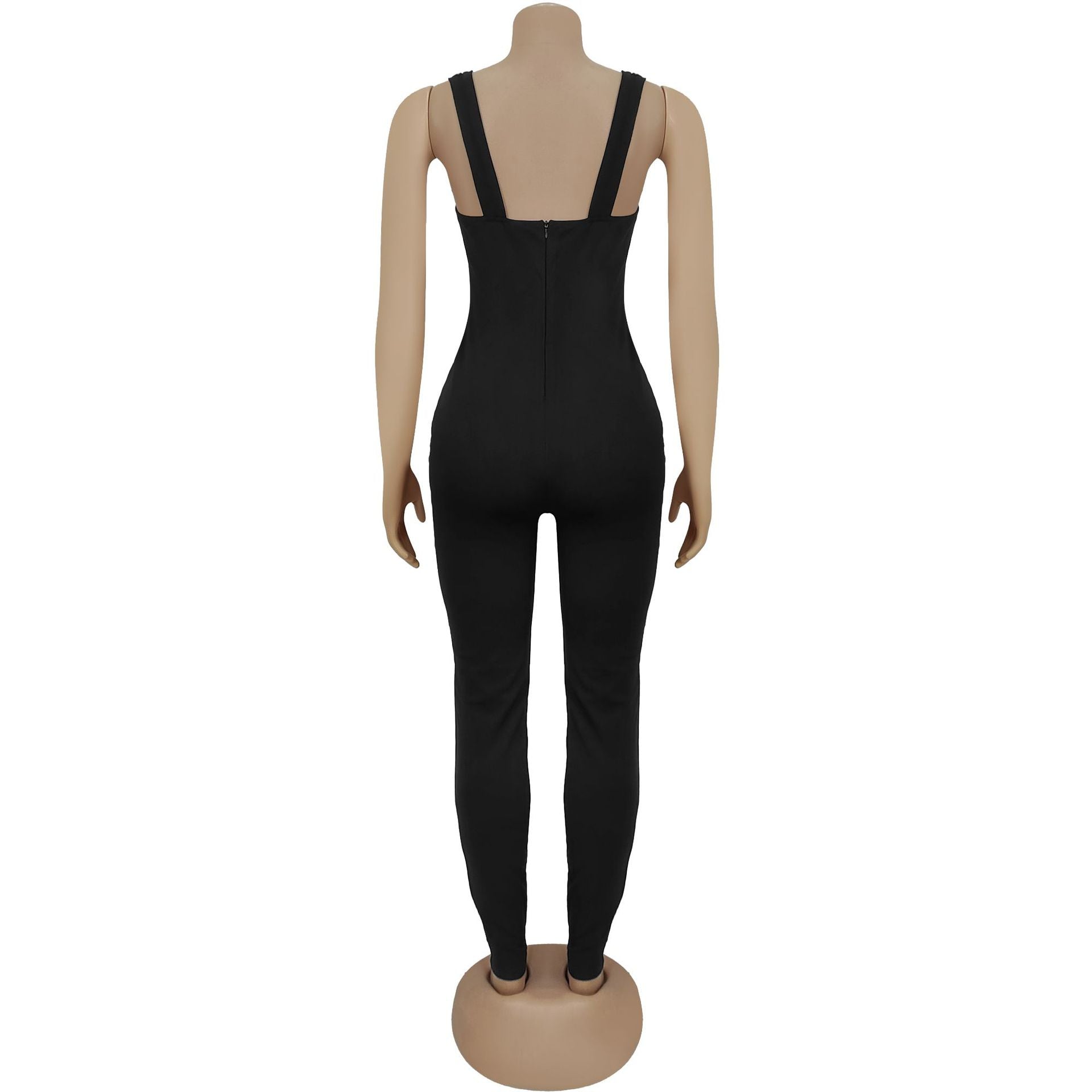 Women's Chic Off-Shoulder Slim Waist Button-Front Jumpsuit 7