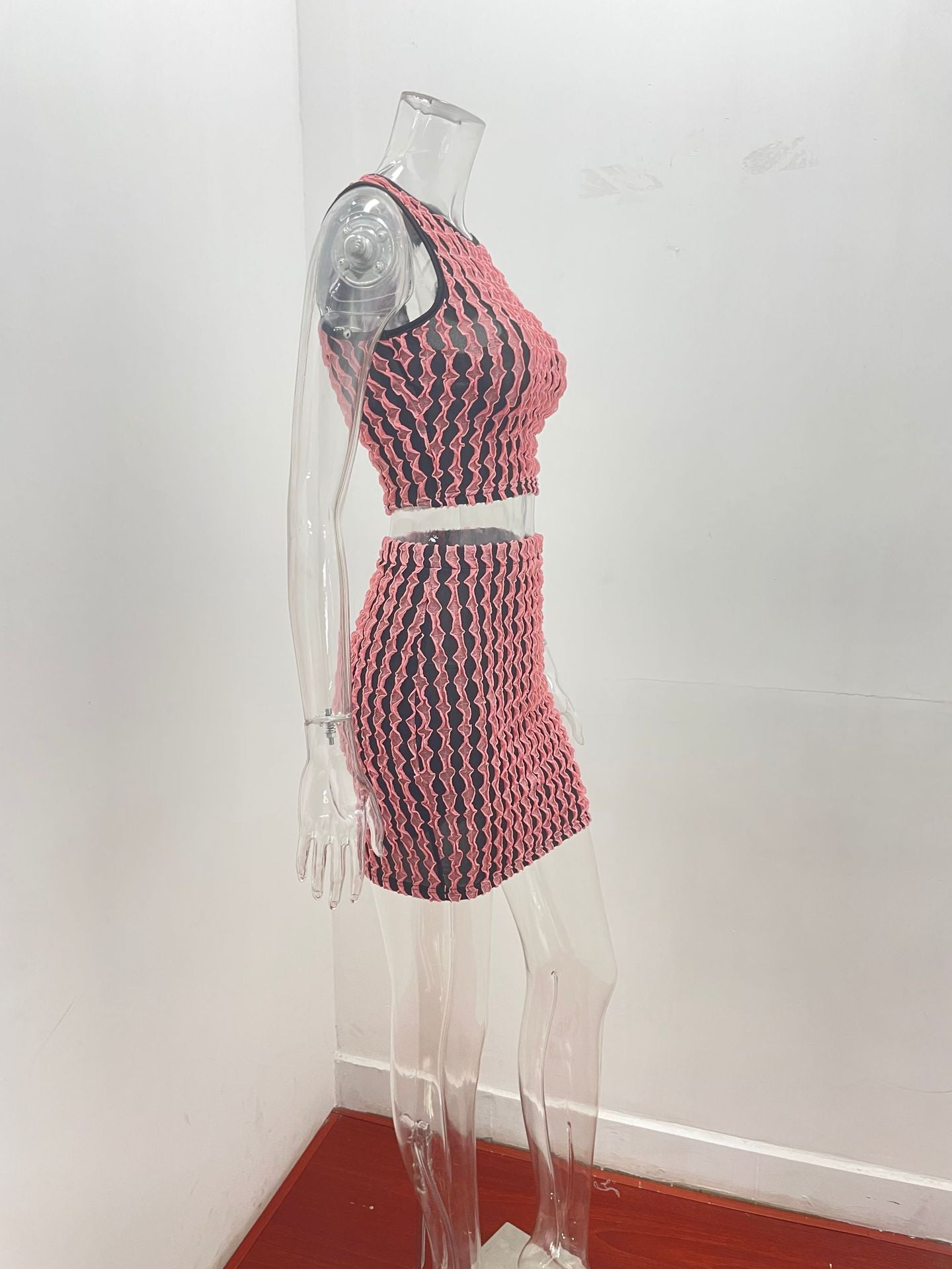 Women summer sexy Round Neck vest and Bodycon Skirt two-piece set 24