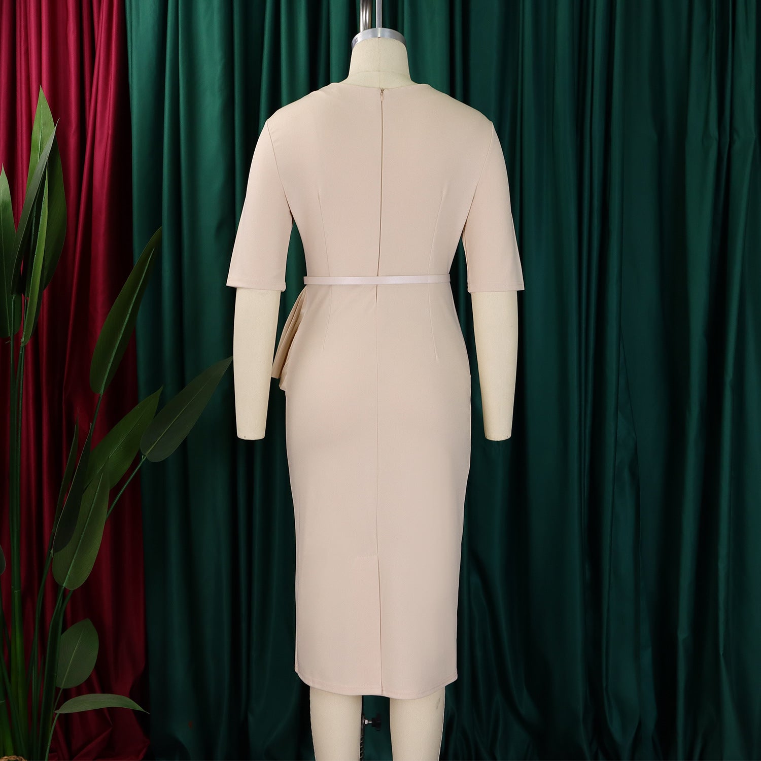 Women's Summer Fashionable Solid Color African Bodycon Dress 15