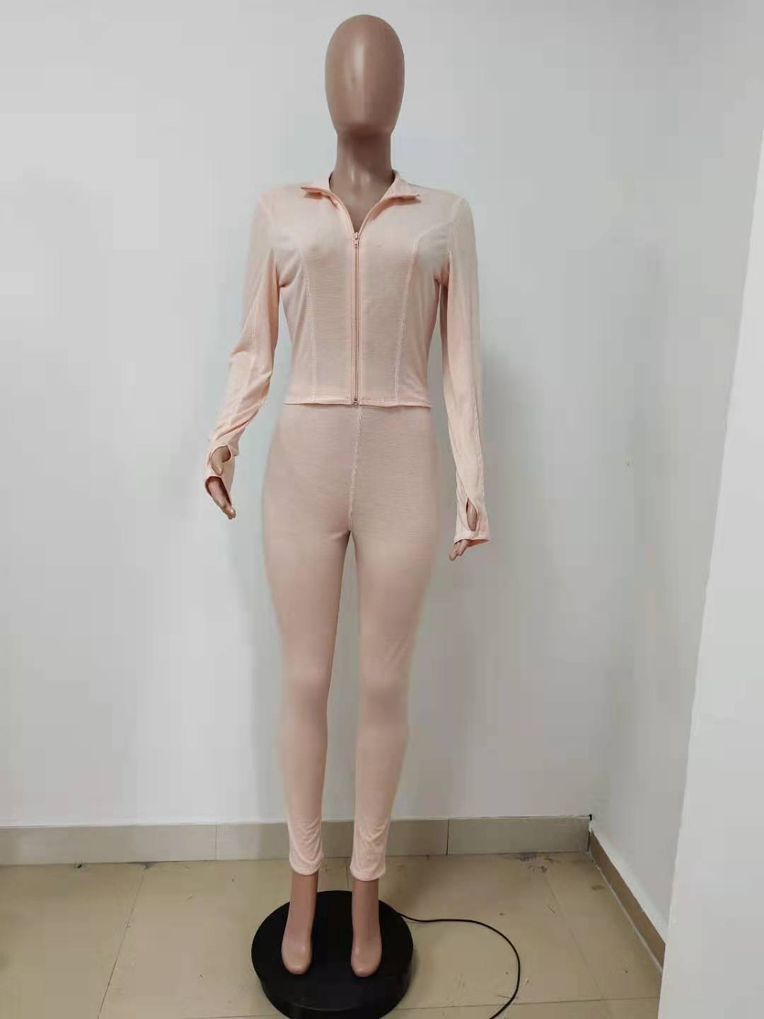 Women's Casual Long Sleeve Tight Slim Sport Two Piece Pants Set 14