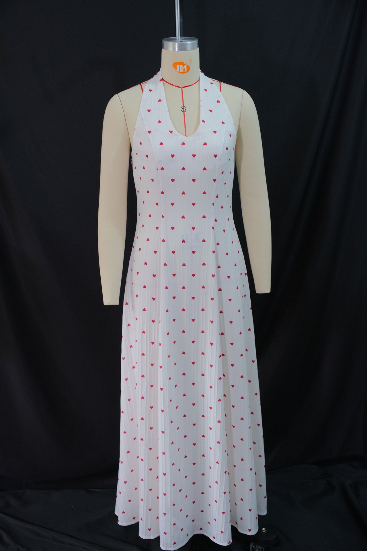 Women's Summer Halter Neck/V-Neck Printed High Waist Long Dress 8