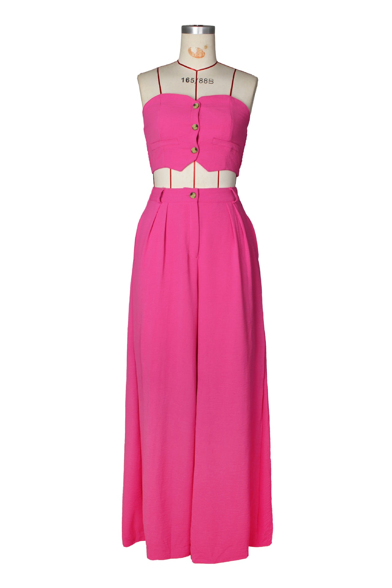 Women sexy sretchy strapless vest and wide-leg pants two-piece set 15