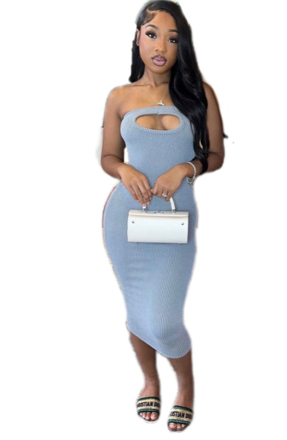 Women Stretch Solid Ribbed Strapless Off-Shoulder Bodycon Dress