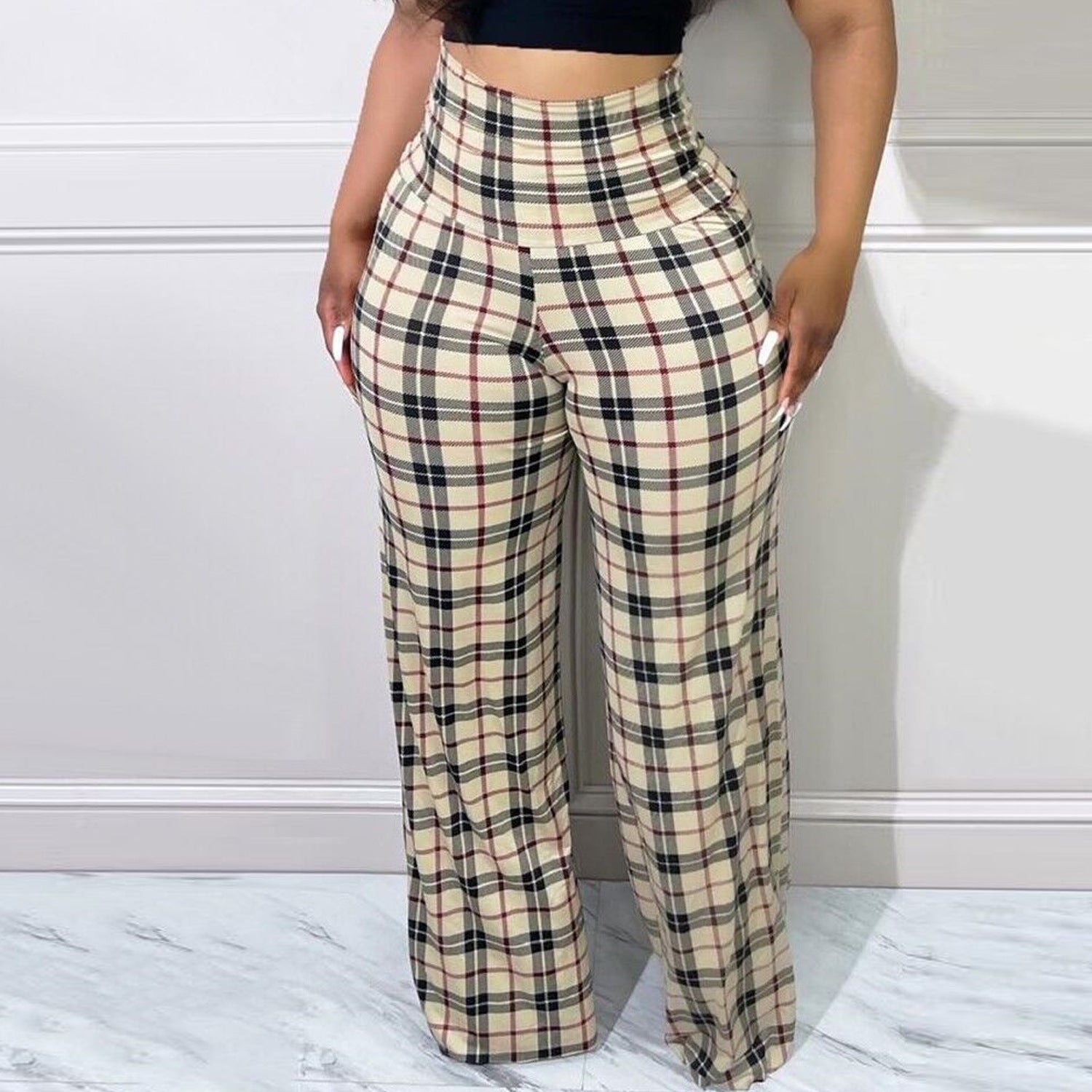 Sexy Women's Slim Bodycon Wide Leg Women's Pants Nightclub 5