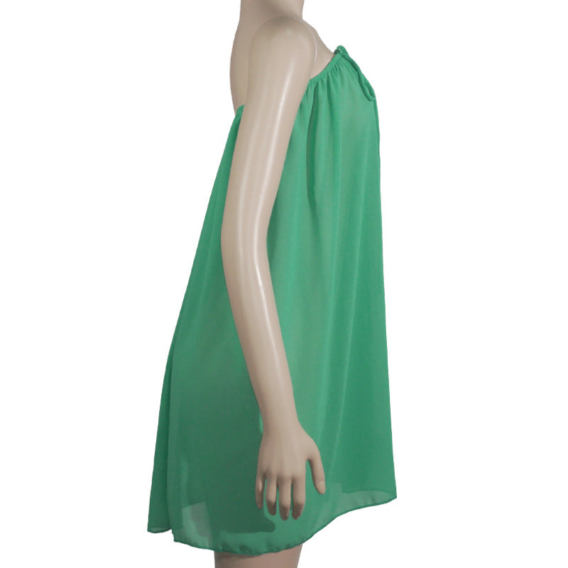 Women Spring Summer Halter Neck Strapless Dress 9