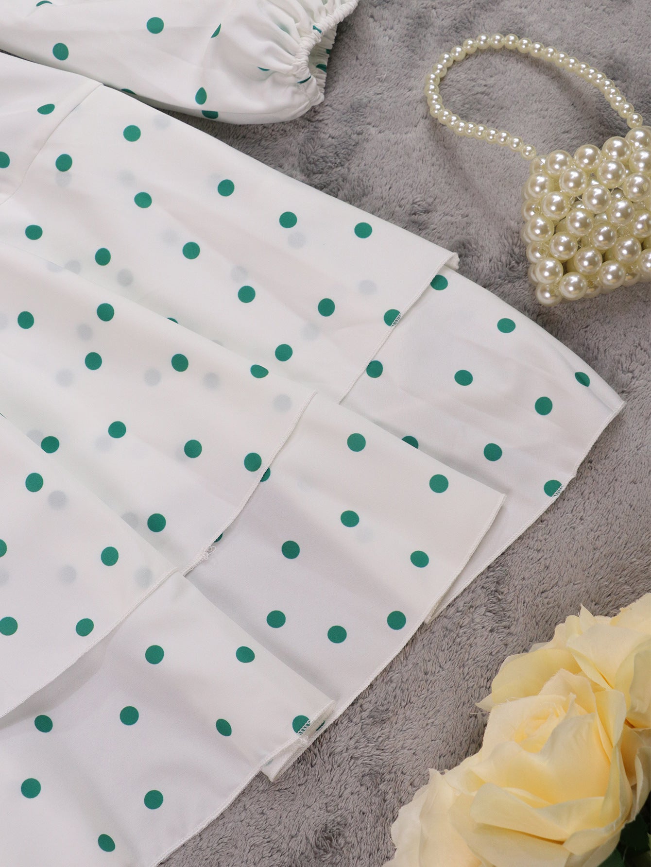 Spring and Summer Fashion Women's Polka Dot Print Puff Sleeve Dress 12