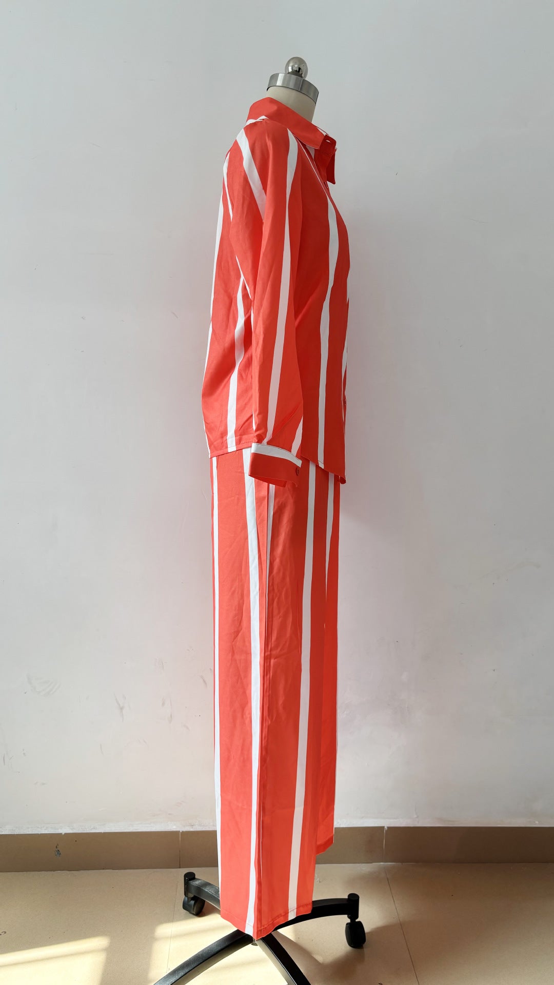 Fashion Casual Women's Spring And Autumn Striped Long Sleeve Shirt Loose Pants Women's Two-Piece Set 20