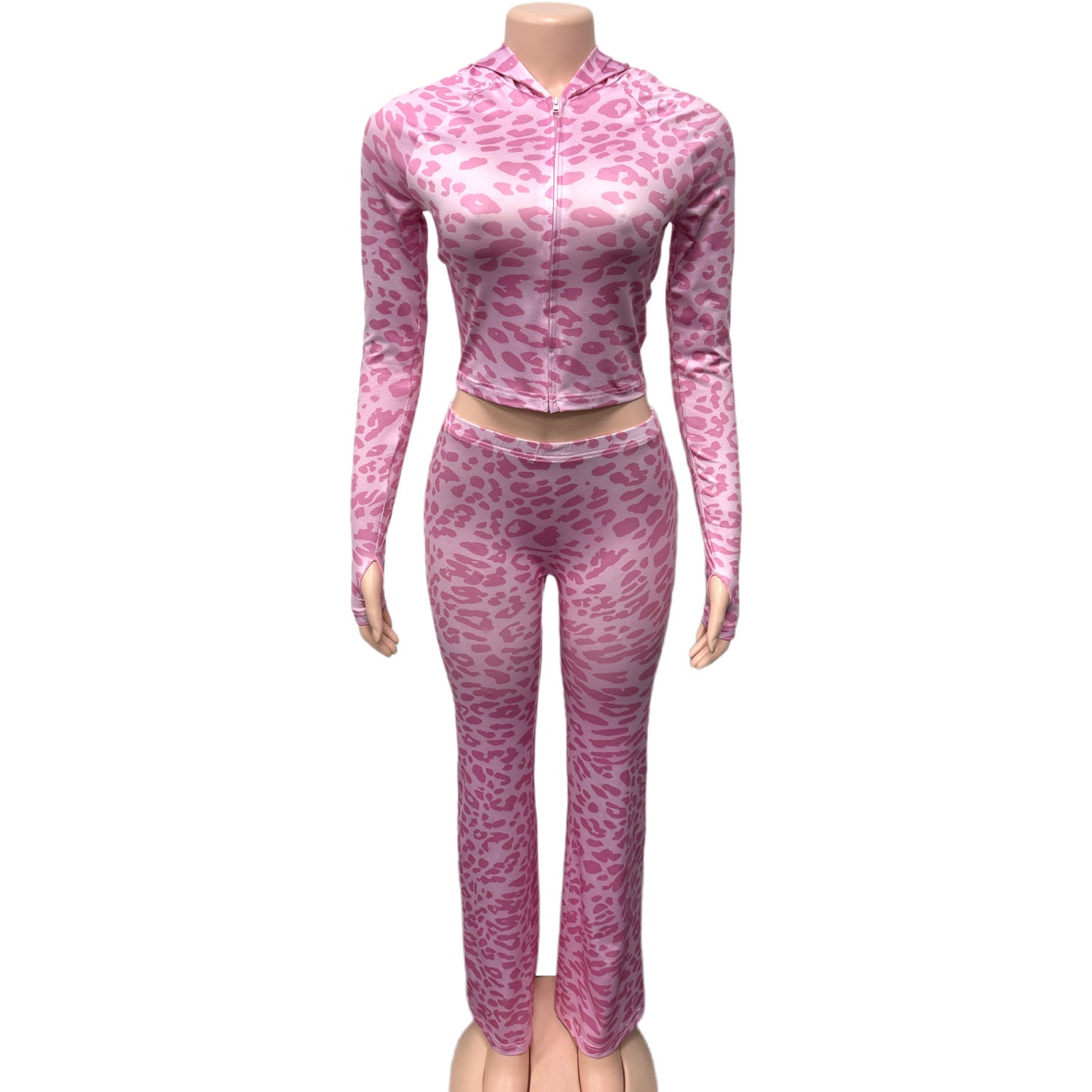 Women's Fashion Printed Hooded Zip-Up Jacket & Slim-Fit Casual Pants Set 8