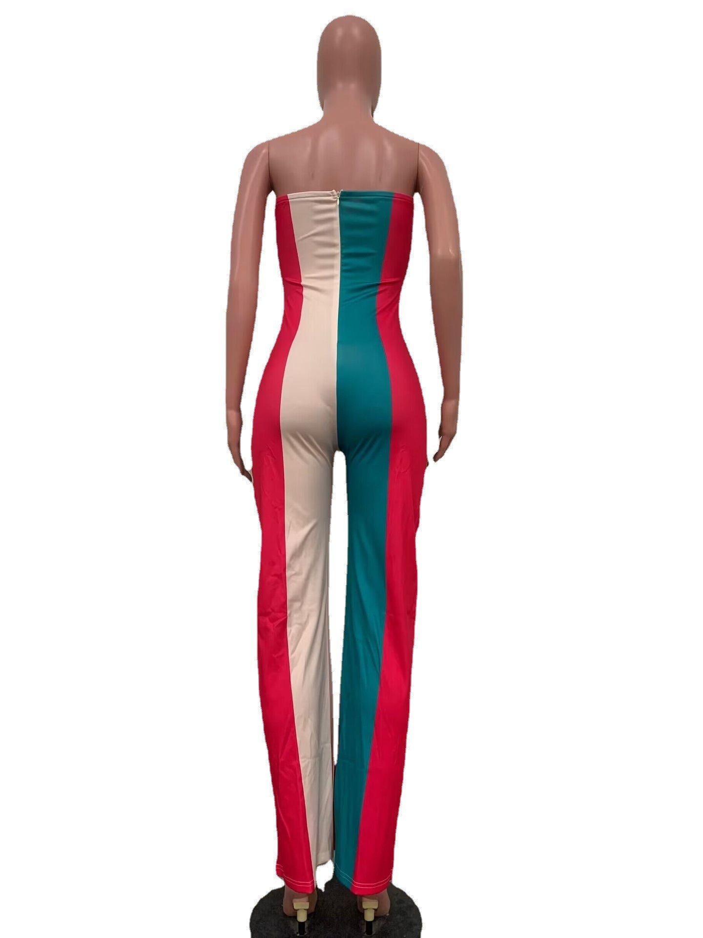 Ladies Fashion Digital Positioning Print Sexy Strapless Wide Leg Jumpsuit 10