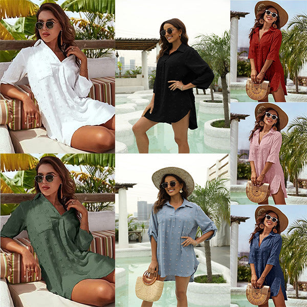 Chiffon Shirt Jacquard Loose Women's Casual Blouse 10