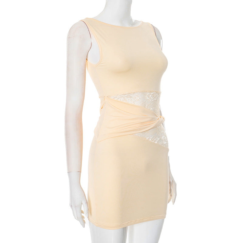 Women summer sleeveless lace patchwork dress 10