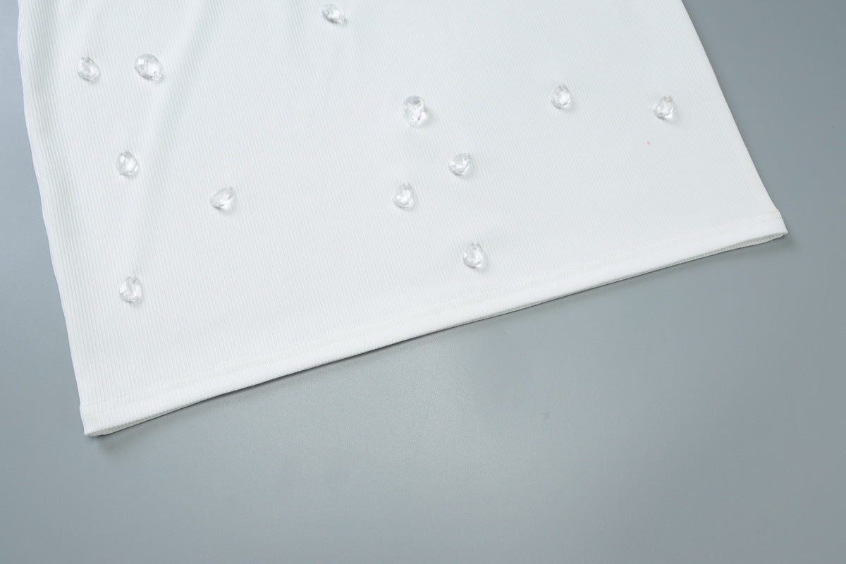 Women's summer fashion Style slim Slim Fit Beaded Sleeveless Bodycon Dress 17