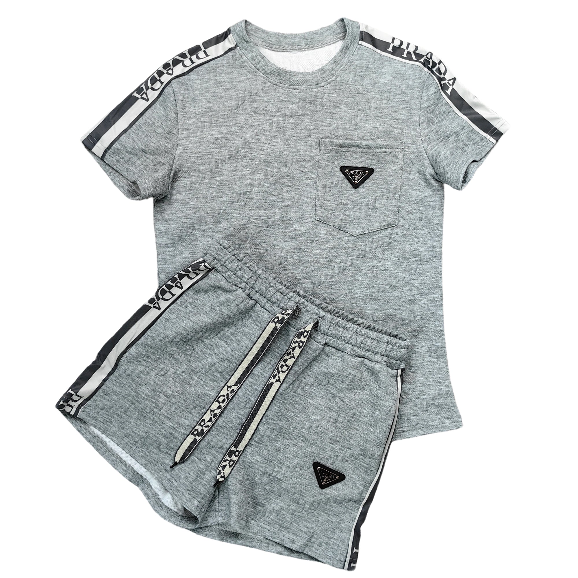 Women embossed short sleeve Top and shorts two-piece set 11