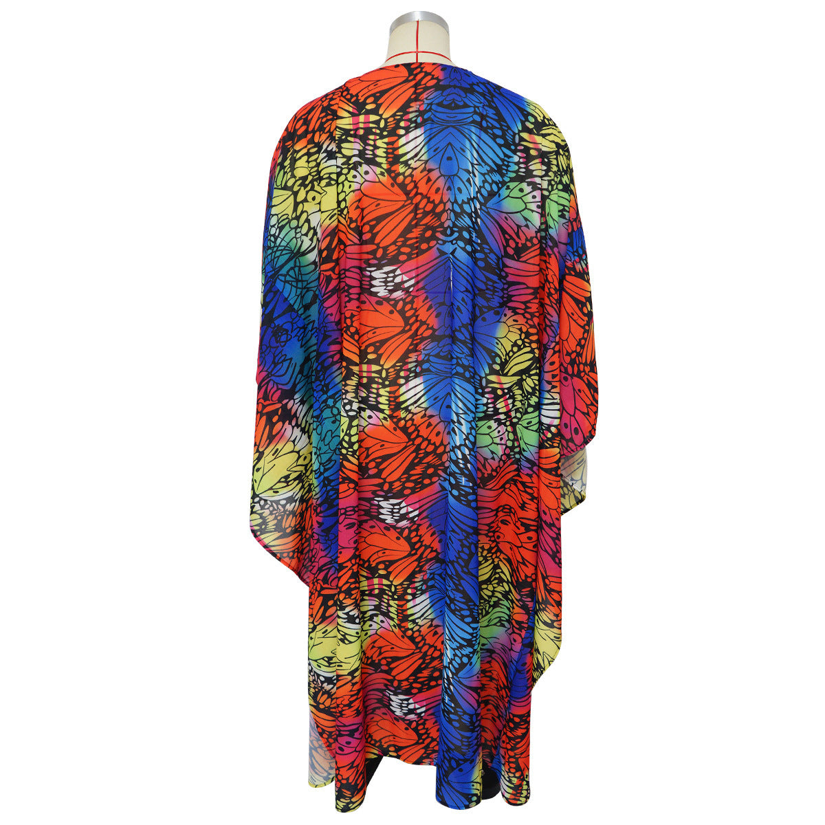 Plus Size Women's Fashion Printed Chiffon Cape Shirt 12