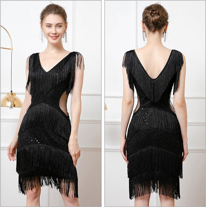 Tassel Sequin Sexy Cocktail Party Dress