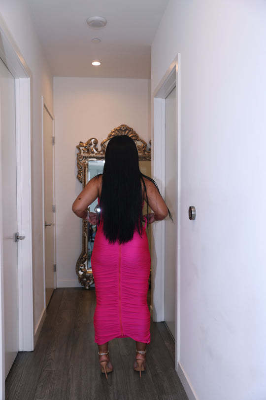 Women's Halter Lace-Up Ruched Long Dress 27