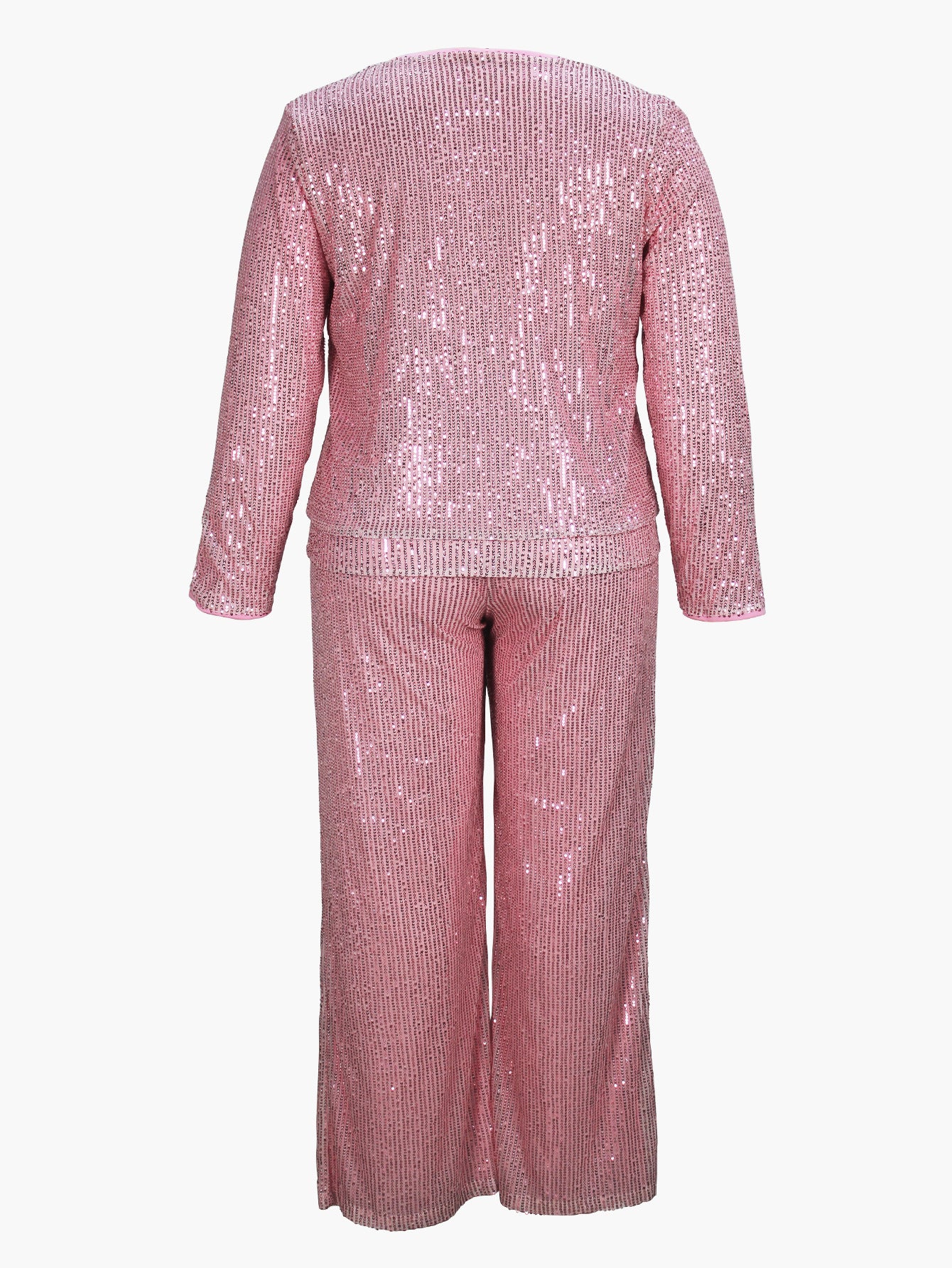 Autumn Women's Fashion Elegant Short Sleeve Round Neck Sequin Party Wear Casual Two Piece Pants Set 10