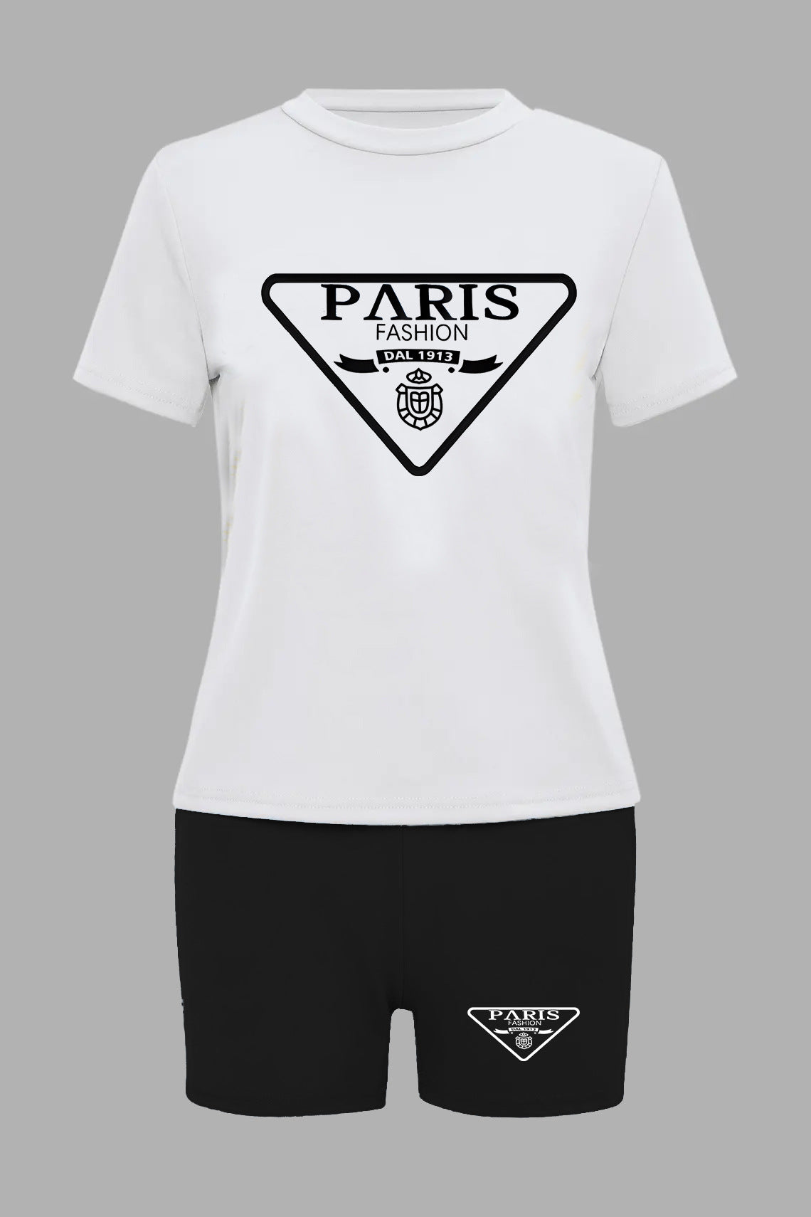 Summer Ladies Print Casual Two-Piece T-Shirt Shorts Set 17