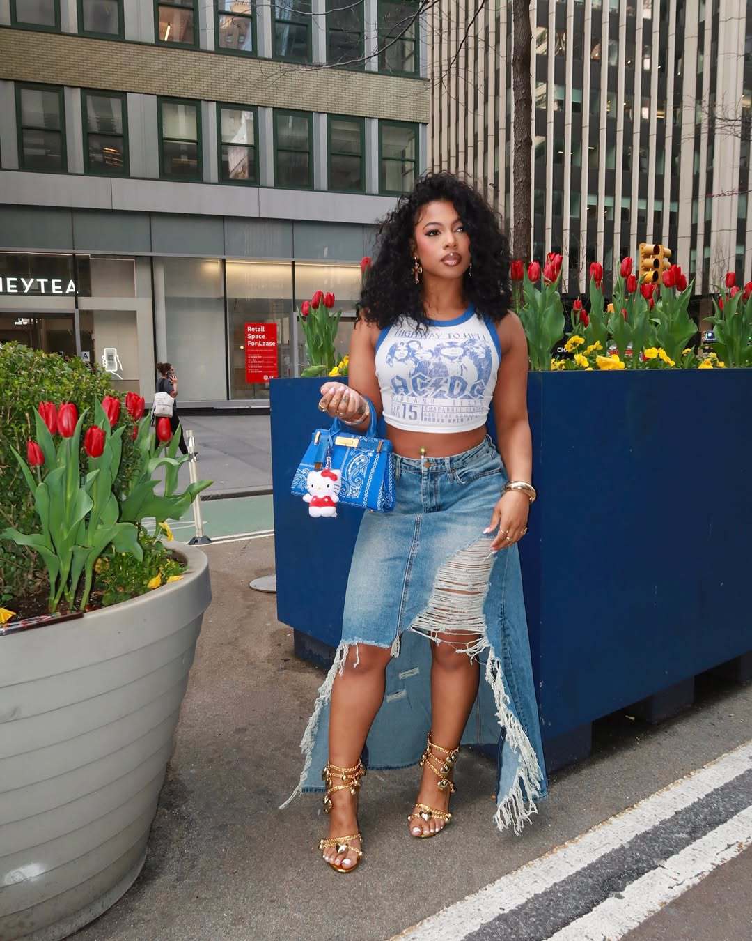 Women Summer Raw Edge Ripped Slit Bodycon Skirt 3