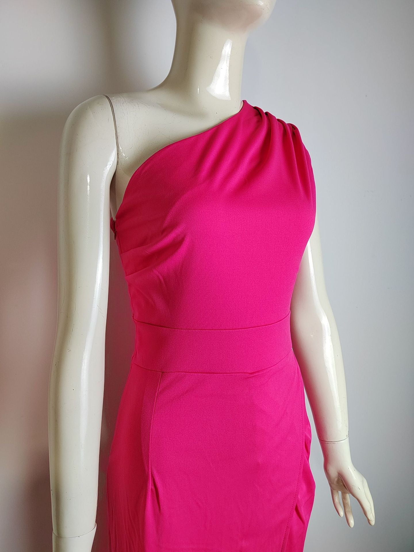 Women 's One Shoulder High Waist Front Slit Chic Dress 37