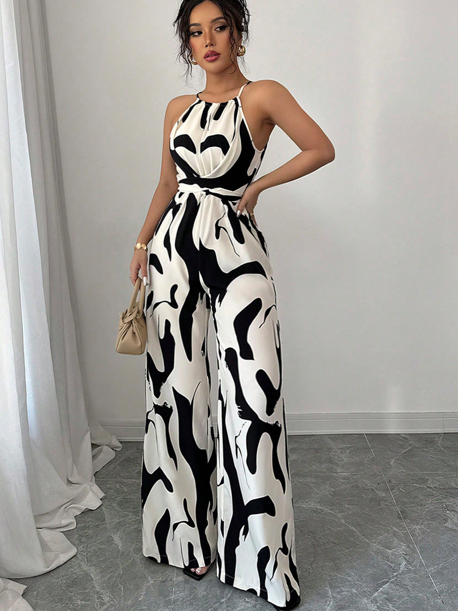 Spring/Summer Zebra Print Wide-Leg Jumpsuit 9