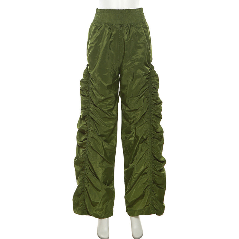 Summer women's fashion high waist Pleated loose casual pants 16