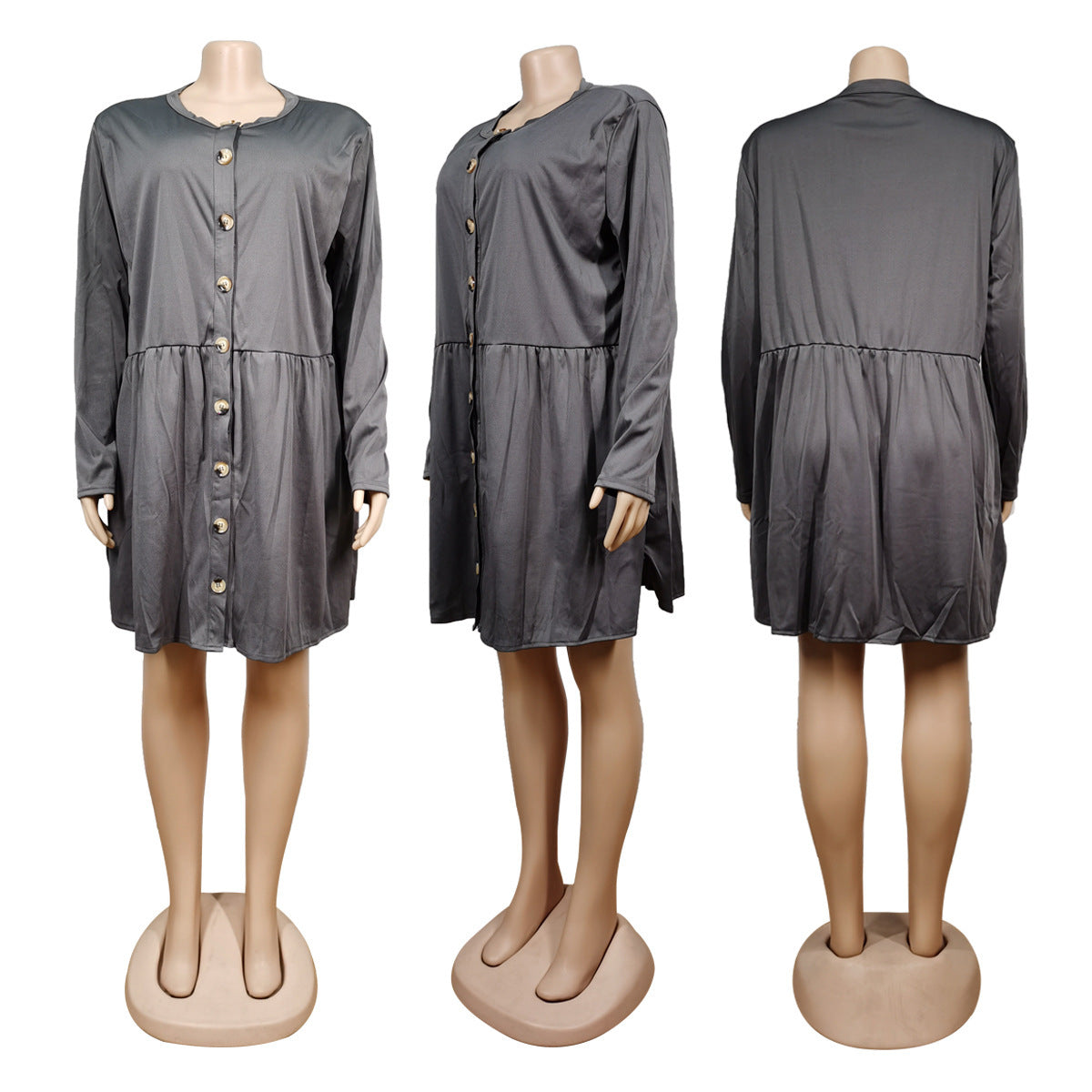 Plus Size Women Sexy Round Neck Dress 10