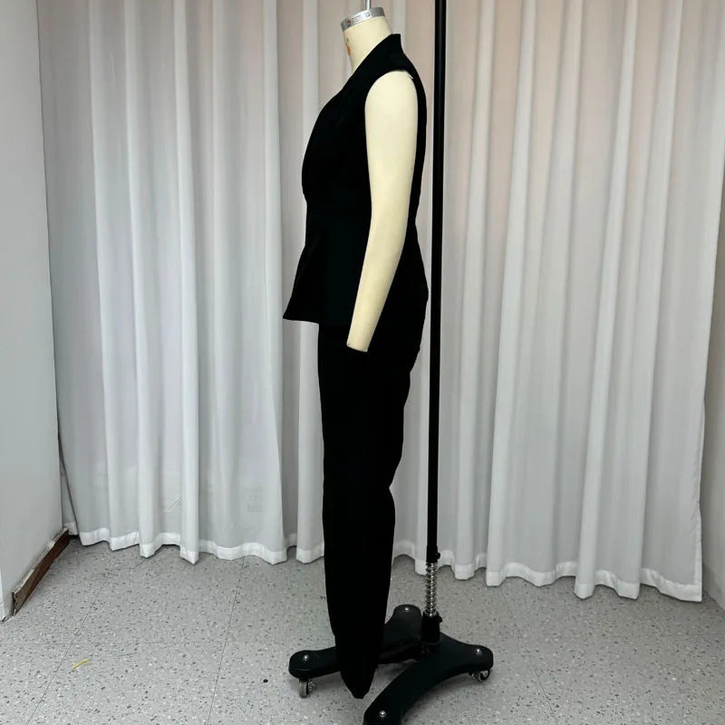 Women summer Solid vest and trousers two-piece set 6