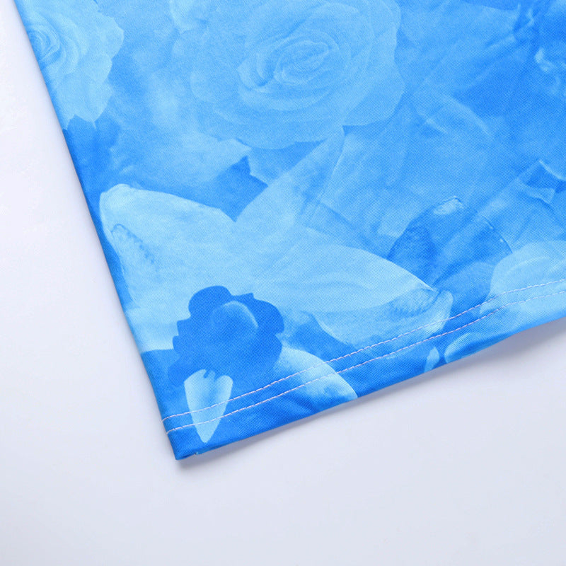 Women summer printed hooded Strap Bodycon Dress 17