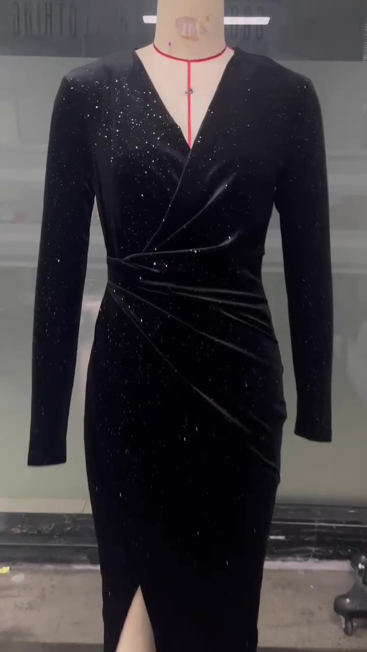 Women Formal Party velvet slit dress 12