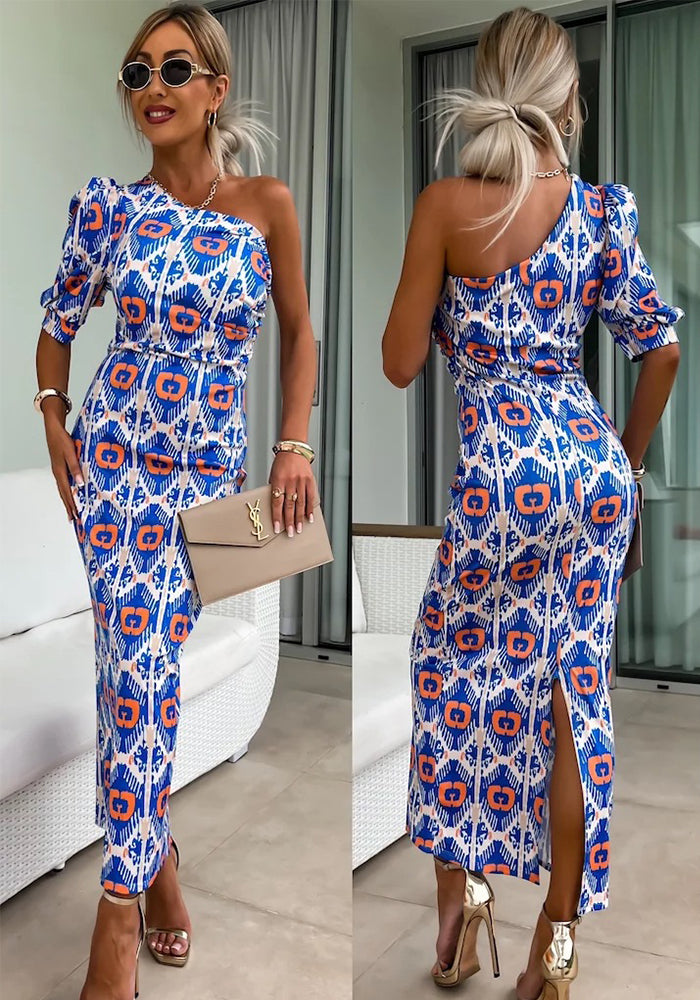 Women sexy off shoulder print dress