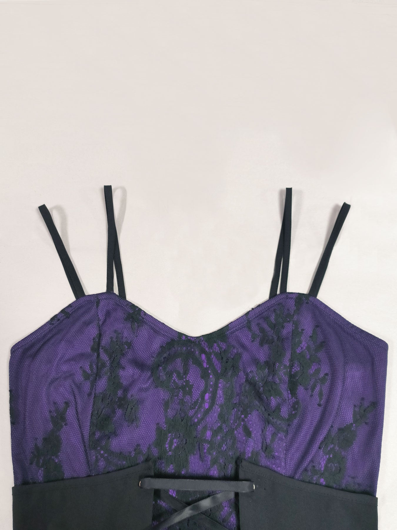 Women's Purple Strap Lace-Up Gothic Lace A-Line Dress 5