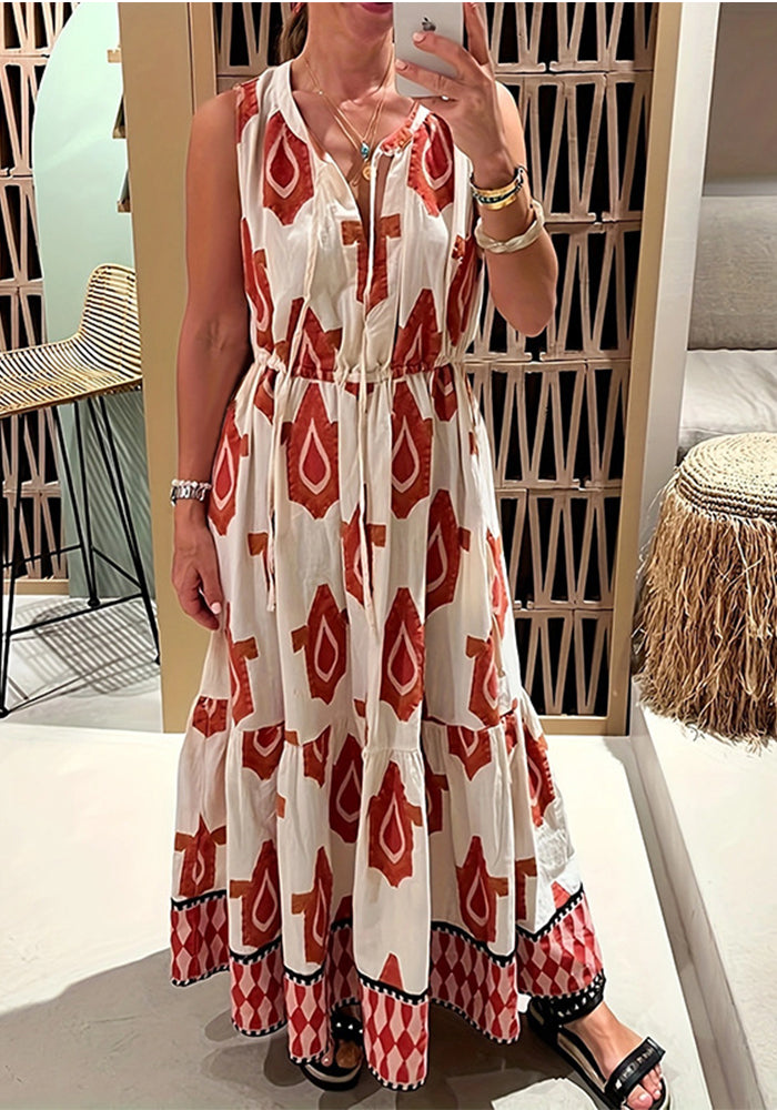 Women Spring Summer printed sleeveless printed dress