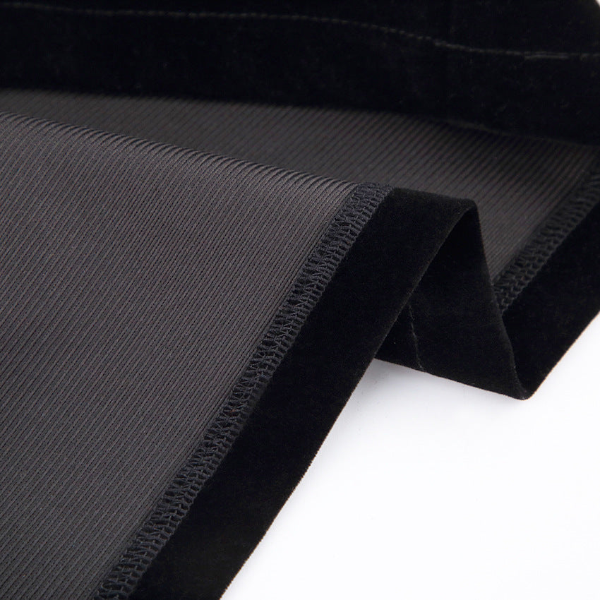 Autumn and winter black velvet dress women's fashion square neck puff sleeves Bodycon dress 16