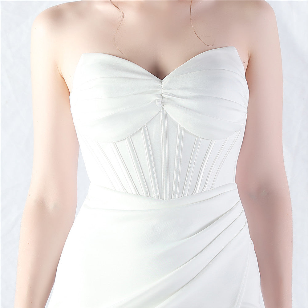 Women Fishbone Vest Off Shoulder Evening Dress 47