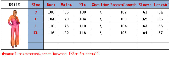 Women's Autumn Fashion Gradient Print Long Sleeve Shirt Pants Two Piece Set 8