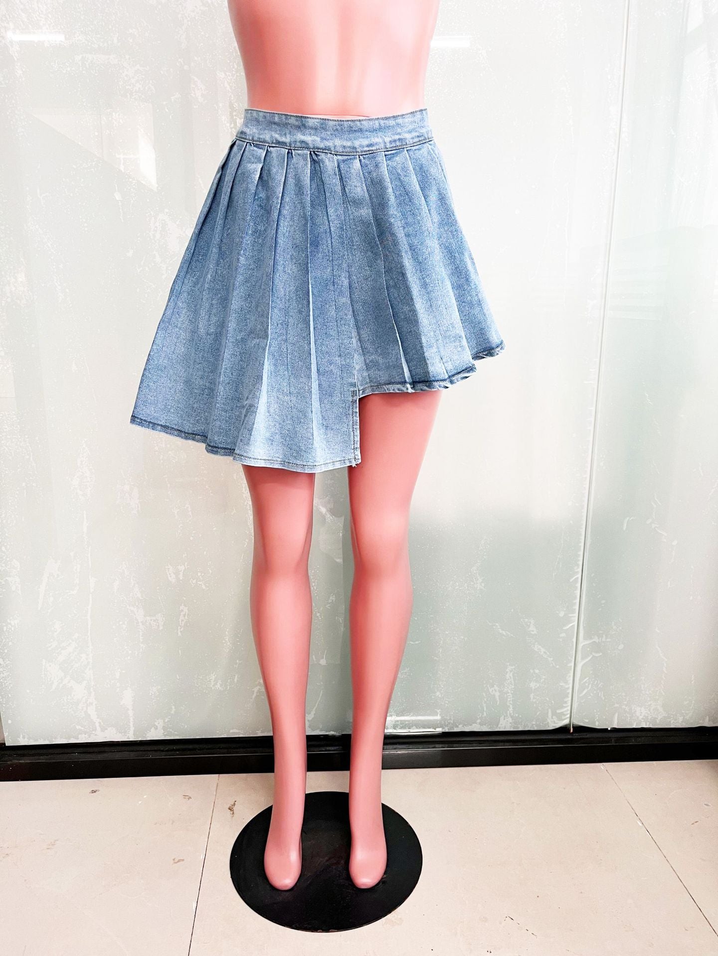 Sexy Slim Denim Pleated Club Skirt 8