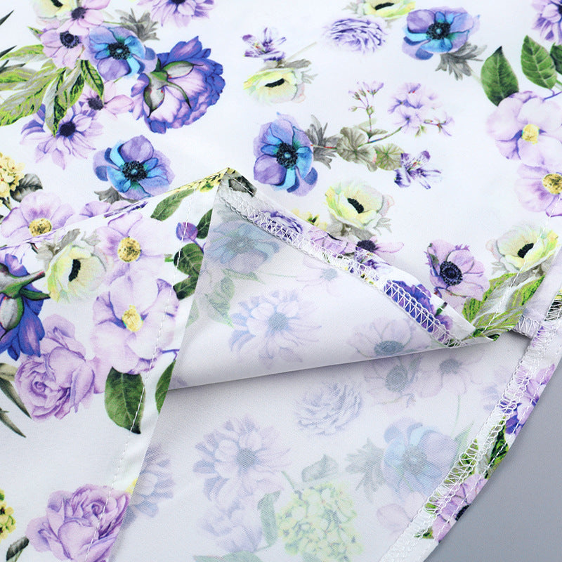 Women summer French printed slit Strap Dress 18