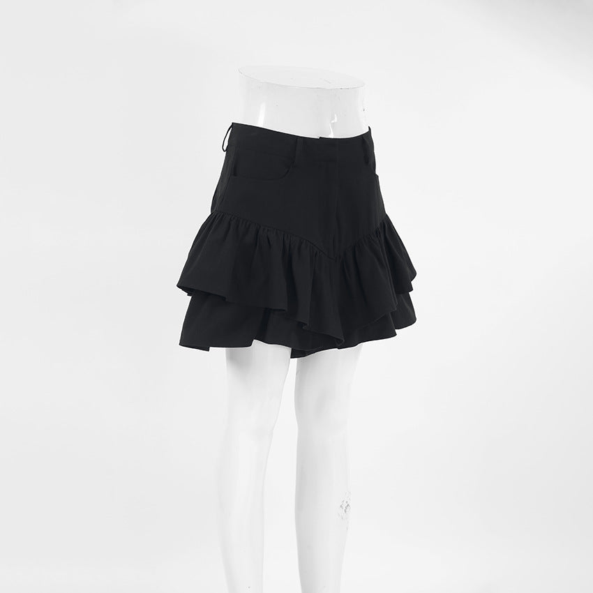 Spring Fashion Sexy Black Linen High Waist Short Skirt 7
