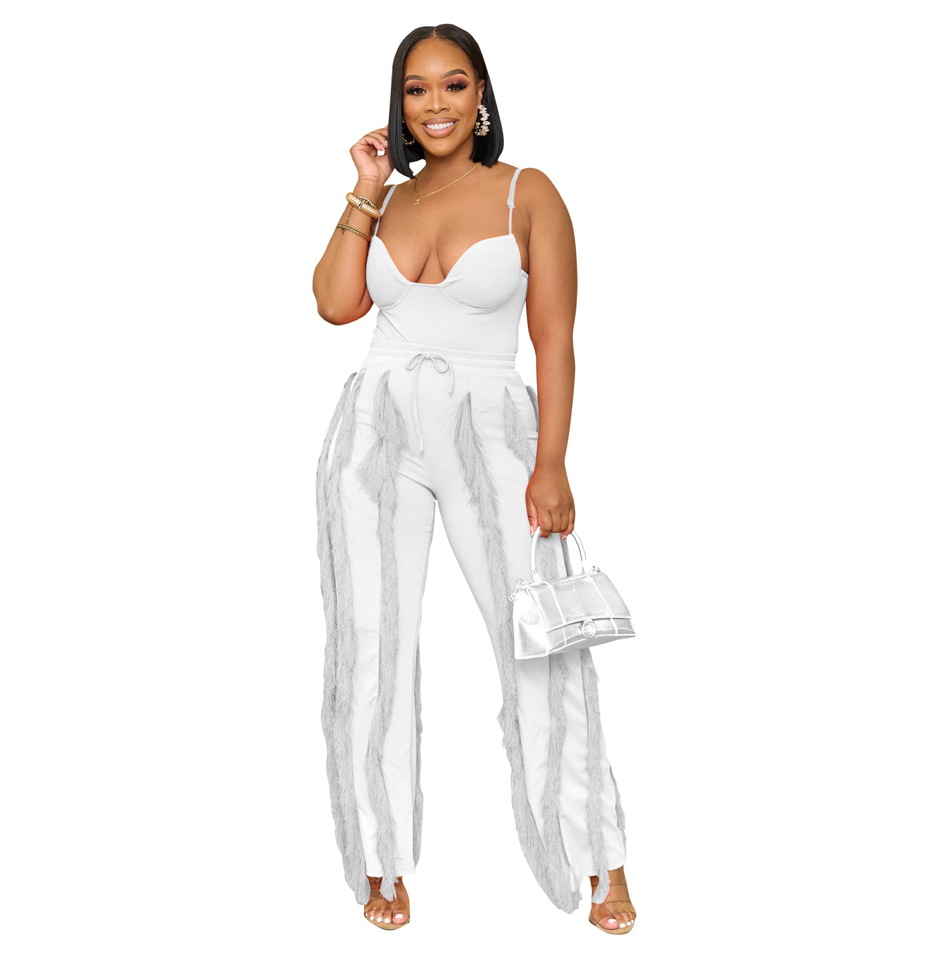 Women's clothing set tassels two-piece pants set 11