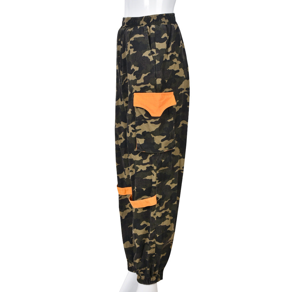 Spring Women's Street Fashion Contrast Color Pocket Camouflage Pants For Women 9