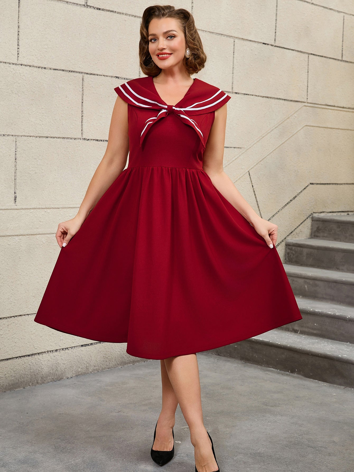 Plus Size Sleeveless Chic Elegant Formal Party A-Line Dress 7