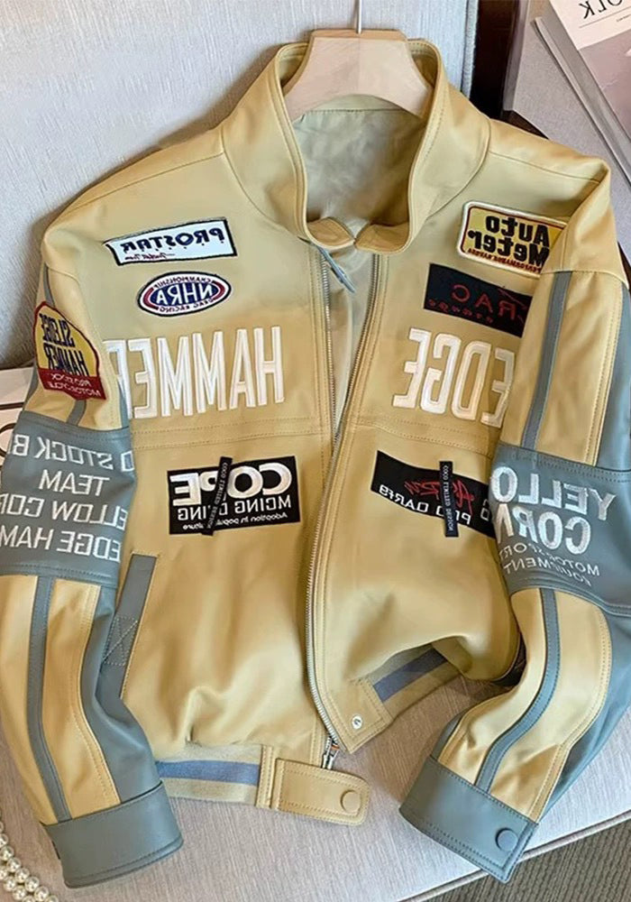 Embroidery Baseball Leather Jacket Men And Women Autumn And Winter Loose Handsome Coat